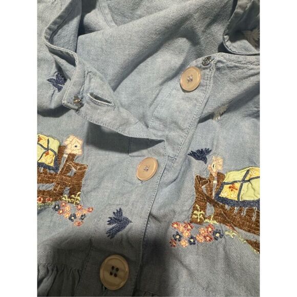 Cabernet blue embroidered dress with pockets PM - Picture 4 of 9